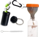 Σετ πρωτεϊνικής χοάνης Travel Protein Powder Containers με 1 Carabiner 1 Brush και 1 Mini Pocket Pill Box Ενισχυμένο για την πρόληψη Spills Γυμναστήριο Προκαταρκτική προπόνηση συμπλήρωμα Orange Powder Funnels