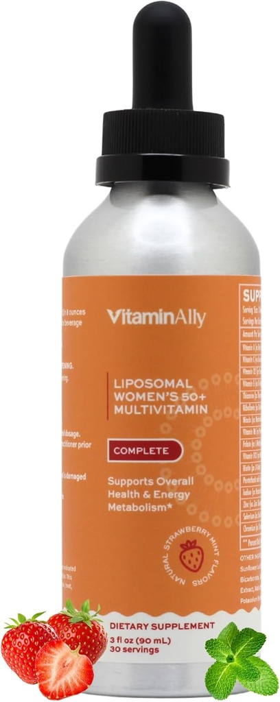 Γυναικεία 50+ Liposomal Liquid Multivitamin – 16 Ουσιώδεις Βιταμίνες & Ορυκτά για την Ενέργεια, Οστά & Ανοσολογική Υποστήριξη – Χωρίς ζάχαρη, Μη-ΓΤΟ, Υψηλή Απορρόφηση – Μέντα Φράουλας, 30 Υπηρεσίες