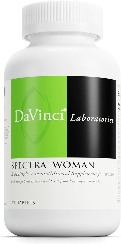 DaVinci Labs Spectra Woman - Συμπλήρωμα διατροφής για την υποστήριξη της υγείας των οστών και των γυναικείων αναγκών - με βιταμίνες, ορυκτά, ασβέστιο, βήτα καροτένιο, L- Cysteine, εκχύλισμα σπόρων σταφυλιών, και περισσότερα - 240 δισκία