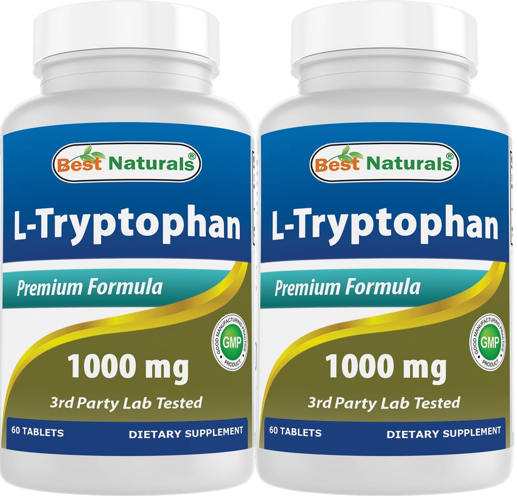Best Naturals L- Tryptophan 1000 mg 60 δισκία (60 Count (Pack of 2))
