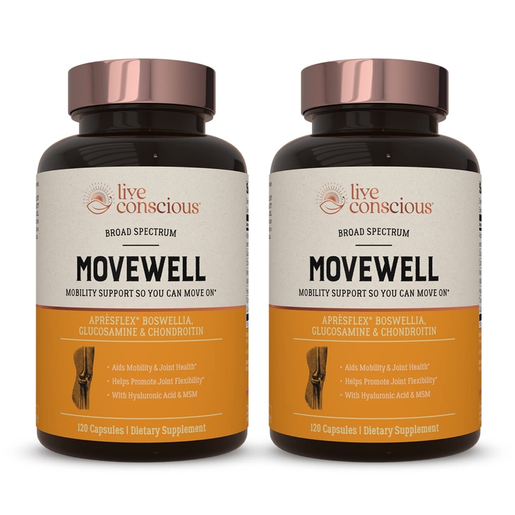 MoveWell by LiveConscious Glucosamine Chondroitin με MSM, Υαλουρονικό οξύ, και More 