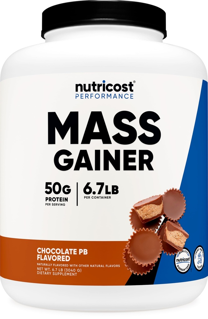 Nutricost Mass Gainer (Σοκολικό Φυστικοβούτυρο Γεύσης, 6.7 LBS) 50 γραμμάρια πρωτεΐνης ανά υπηρεσία - μη ΓΤΟ