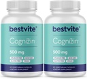 BESTVITE Cognizin Citicoline 500mg (120 Vegetarian Capsules) (60x2) - Clinically Studied Premium Choline Nootropic - No Stearates - Vegan - Gluten Free - Brain Supplements for Memory and Focus