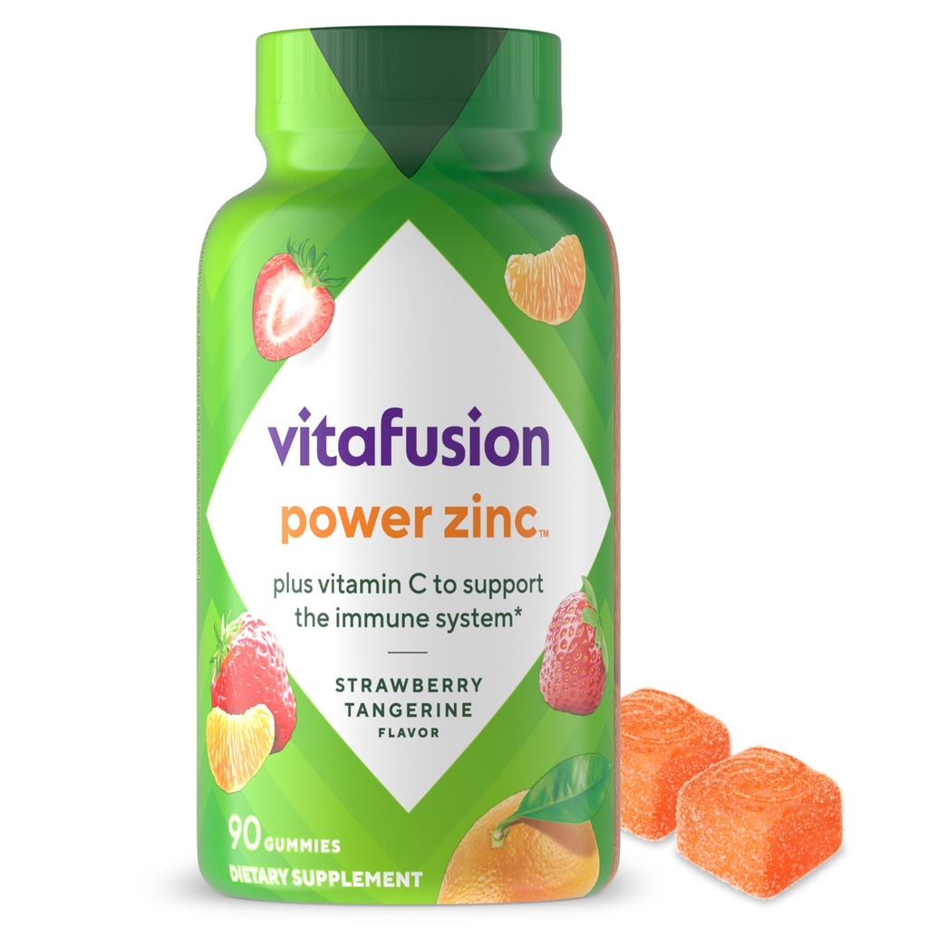 Vitafusion Power Zinc Gummy Βιταμίνες, Φράουλα Tangerine Γεύση Ανοσοποιητική Υποστήριξη (1), 90 Count