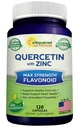 aSquared Nutrition Quercetin 1000mg με συμπλήρωμα ψευδαργύρου - 120 κάψουλες - Quercetin Dihydrate με Black Elderberry & Zinc - Max Strength Powder Complex Χάπια για να βοηθήσει στη βελτίωση της ανοσοαπόκρισης