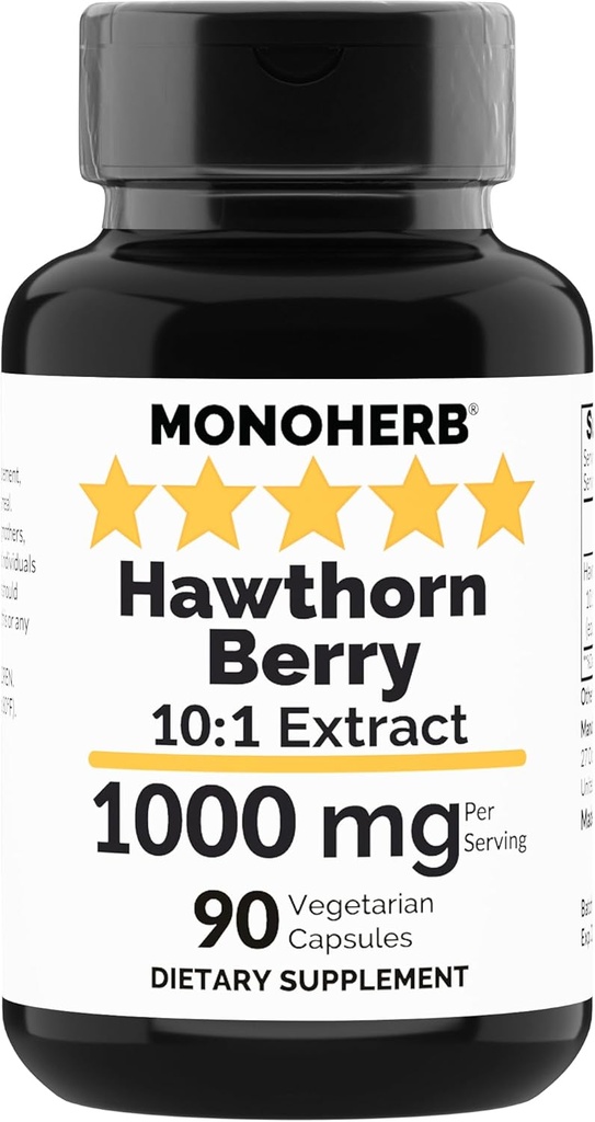 MONOHERB Hawthorn Berry Extract 1000 mg - 90 κάψουλες χορτοφάγων
