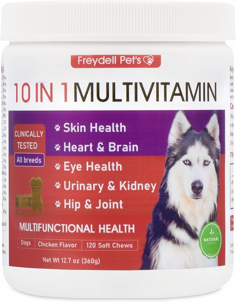 Freydell Κατοικίδια ζώα Multivitamin Dog Συμπλήρωμα: Glucosamine Chondroitin, Probiotics, Omega Fish Oil, Skin and Coat Allergy Vitamins - Συμπληρώματα σκύλων & Βιταμίνες