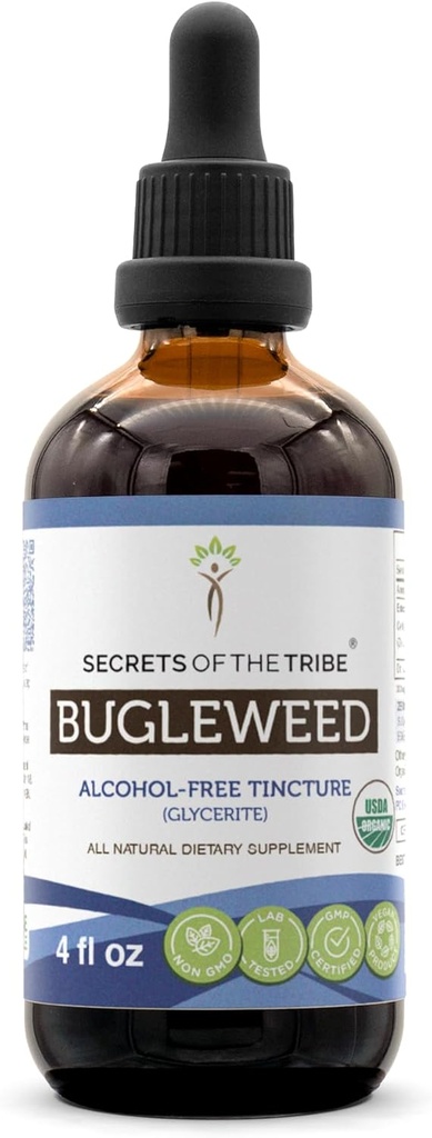 Secrets of the Tribe Bugleweed Tincture Alcohol-Free Liquid Extract, USDA Organic Bugleweed (Lycopus Virginicus) Dried Herb (4 FL OZ)