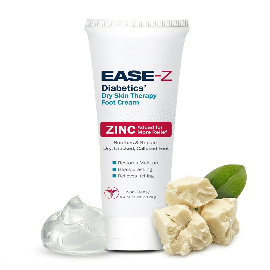 Diabetic Foot Cream. Clinically Proven Ingredients and ZINC Relieve Dry, Cracked, Callused Feet and Hands. Soothes Pain and Burning. Shea Butter moisturizes. Fast-Acting, Long-Lasting. 4.4 oz.