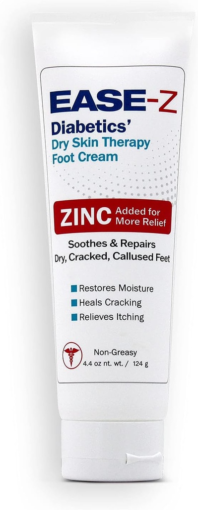 Diabetic Foot Cream. Clinically Proven Ingredients and ZINC Relieve Dry, Cracked, Callused Feet and Hands. Soothes Pain and Burning. Shea Butter moisturizes. Fast-Acting, Long-Lasting. 4.4 oz.