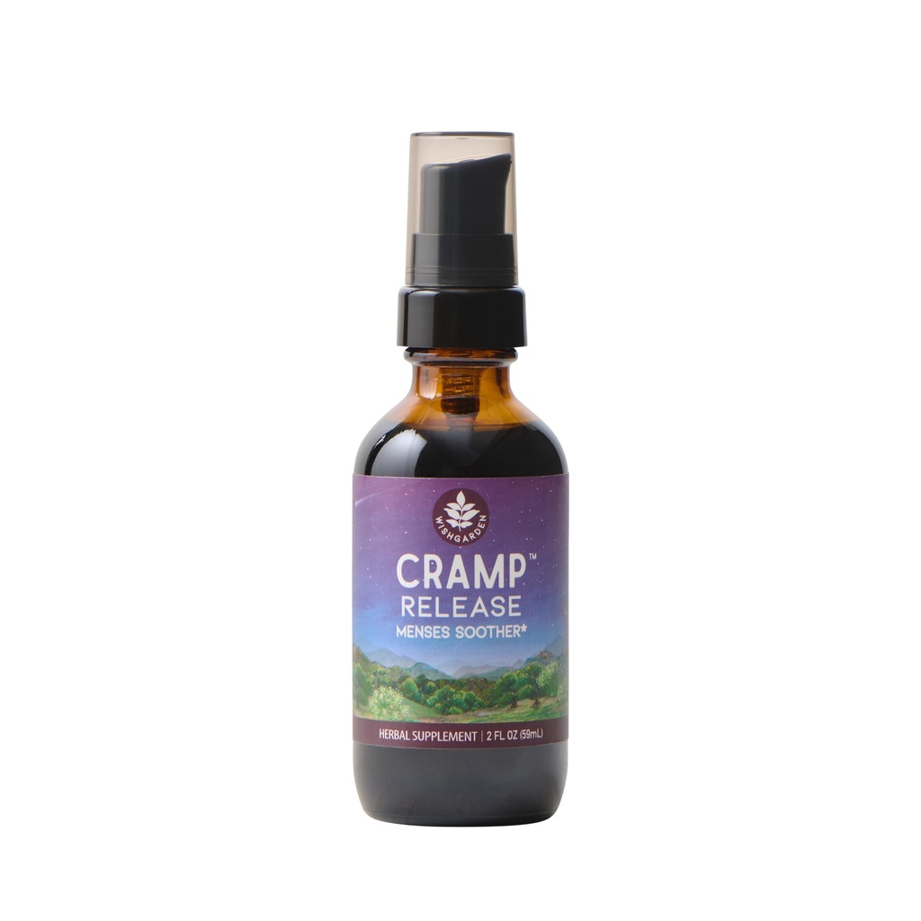 WishGarden Herbs Cramp Release, Menstrual Cramp Relief, Herbal Tincture with Cramp Bark, Black Cohosh, Wild Yam, Period Pain Support, PMS Relief, Liquid Drops, 2oz