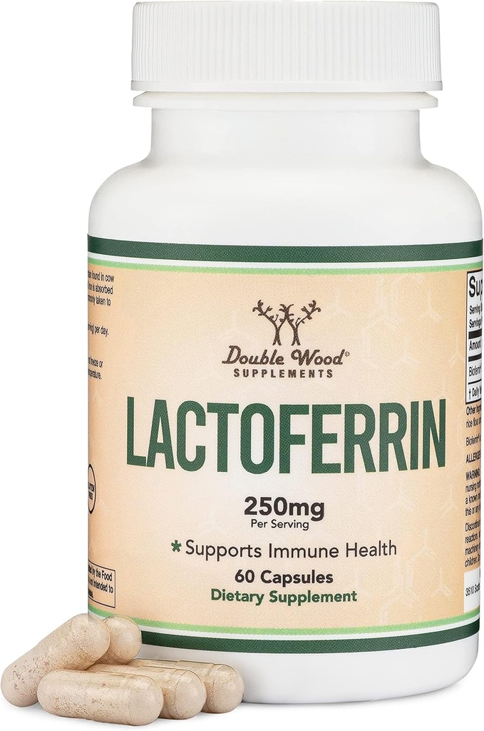 Lactoferrin 250mg ανά Σερβίρισμα (60 κάψουλες) Πατενταρισμένο Bioferrin Lactoferrin - Ανώτερο συμπλήρωμα σιδήρου για την έλλειψη σιδήρου και την ανοσοποιητική υποστήριξη με διπλά συμπληρώματα ξύλου