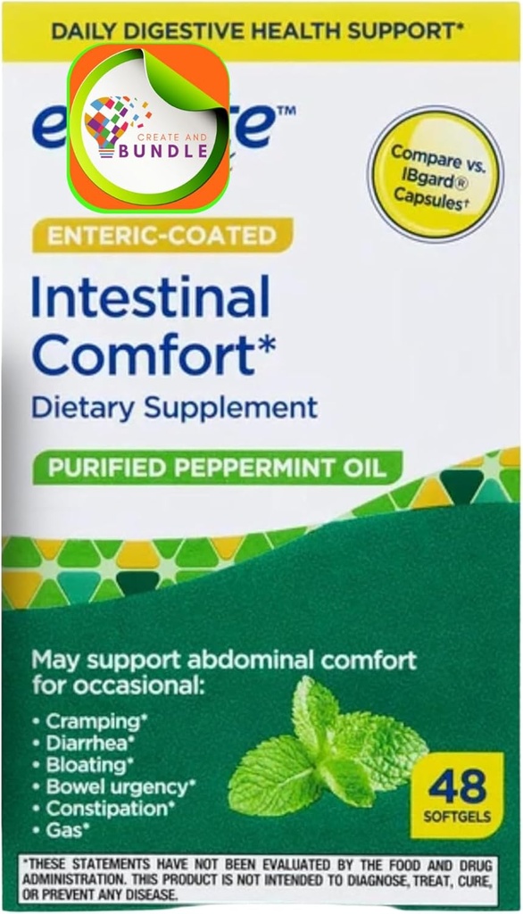 Equate Peppermint Oil Softgels, 48 Count - Συμπλήρωμα διατροφής για την ενισχυμένη Digestive υγεία, φυσικό εκχύλισμα μέντας, υποστηρίζει γαστρεντερική άνεση + Δημιουργία Sticker