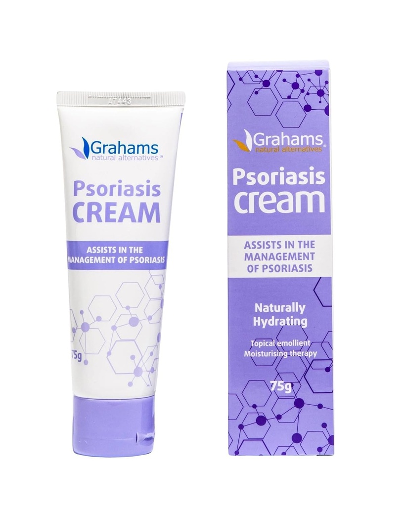 Κρέμα Φυσικής Ψωρίασης Grahams - Θεραπεία Ενυδατικής Ψωρίασης για το δέρμα για τη μείωση της κλιμάκωσης, ανακούφιση φλεγμονής, ερεθισμού, εφίδρωσης, ερυθρότητας & ξηρότητας - Αρωματικό & στεροειδές-ελεύθερο (1 x 75g)