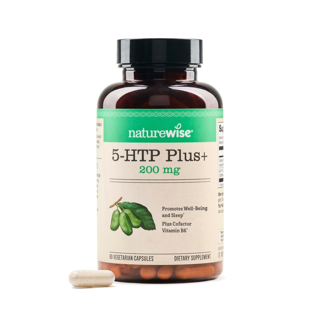 NatureWise 5-HTP 200mg συμπλήρωμα από σπόρους Griffonia με Cofactor Vitamin B6 - Υποστήριξη Mood και Φυσική Βοήθεια για τον Ύπνο για Ενήλικες - Καθυστέρηση-Αφαίρεση, Vegan - 60 Count[2-Month Supply]