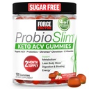 Παράγοντας δύναμης ProbioSlim Keto ACV Μεταβολισμός Gummies, Βιολογικό μηλίτη του μήλου Ξύδι, LactoSpore Προβιοτικά & Πρεβιοτικά για την υποστήριξη Digestion, Lean Body Mass, & Immune Health, Apple Flavor, 1 Carb, 120ct