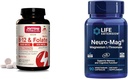Jarrow Formulas Ultra Strength Methyl B-12 5000 mcg & methyl folate 800 mcg + P-5-P & Life Extension Neuro-mag Μαγνήσιο L-θρεονικό, μαγνήσιο L-θρεονικό, Εγκεφαλική υγεία, μνήμη & προσοχή