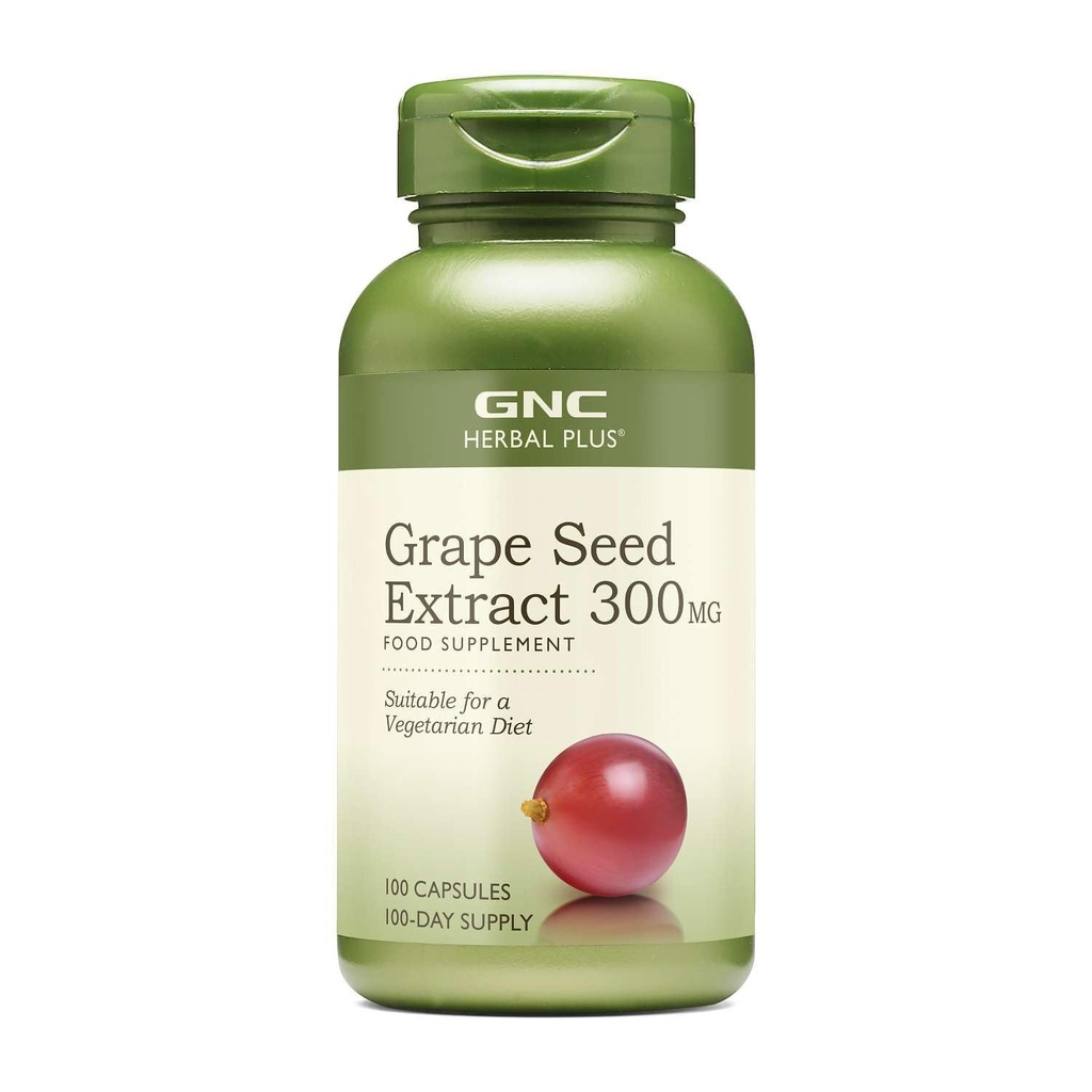 GNC Herbal Plus Grape Seed Extract 300mg Supplement, Vegetarian, 100 Servings