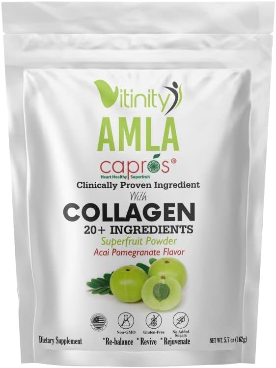 VITINITY AMLA SUPERFOOD 20+Βασικά συστατικά Κολλαγόνο (Τύπος 1 & Τύπος 3) Σκόνη με ΚΛΙΝΙΚΑ Αποδεδειγμένα Συστατικό (AMLA) για ενήλικες,Γρήγορη-ενεργώντας Υγρή DELIVERY (30 Ημέρα προσφοράς)