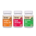 Renzo's Vitamins Mighty Kid Bundle - Συμπληρώματα σιδήρου για τα παιδιά, βιταμίνη D3 για τα παιδιά, και Φωτεινή & Εγκέφαλη βιταμίνη B6