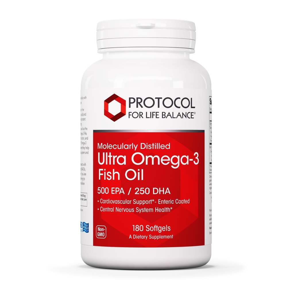 Πρωτόκολλο Ultra Omega-3-500mg EPA & 250mg DHA - Fish Oil for Brain Support, Heart & Nury System Health* - EPA DHA Omega συμπλήρωμα - Non-GMO & Halal - 180 Softgels