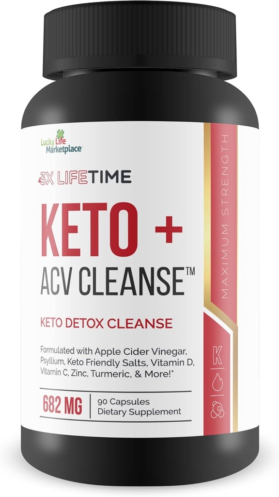 3X Lifetime Keto + ACV Cleanse - Keto Detox Cleanse για τον πλήρη καθαρισμό του σώματος - 90 ημέρες προσφοράς - Βοήθεια για τη μείωση της κοιλιάς Bloat w/Psyllium Digestive Υποστήριξη - Προώθηση της ενέργειας & εστίαση - Keto Detox Cleanser