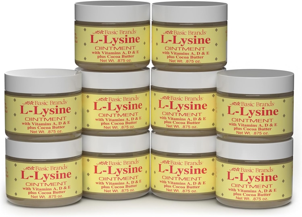 Βασικές Μάρκες - L-Lysine Ointment - 0.875 oz - Lysine Ψυχρή Θεραπεία και ανακούφιση από blister - Καταπραΰνει τα χείλη και το ξηρό δέρμα - 10-πακ