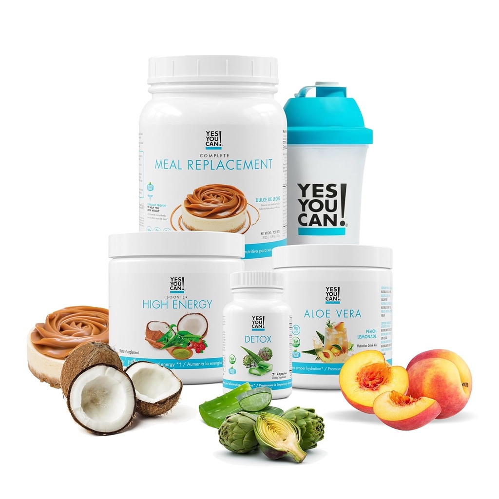 Detox Plus Kit, Daily Cleanse Pure Fiber Meal Replacement Drink Mix, Shake Booster & Supplement, Body Cleanse Kit for Men and Women, Daily System Cleanse - Dulce de Leche, Peach Lemonade
