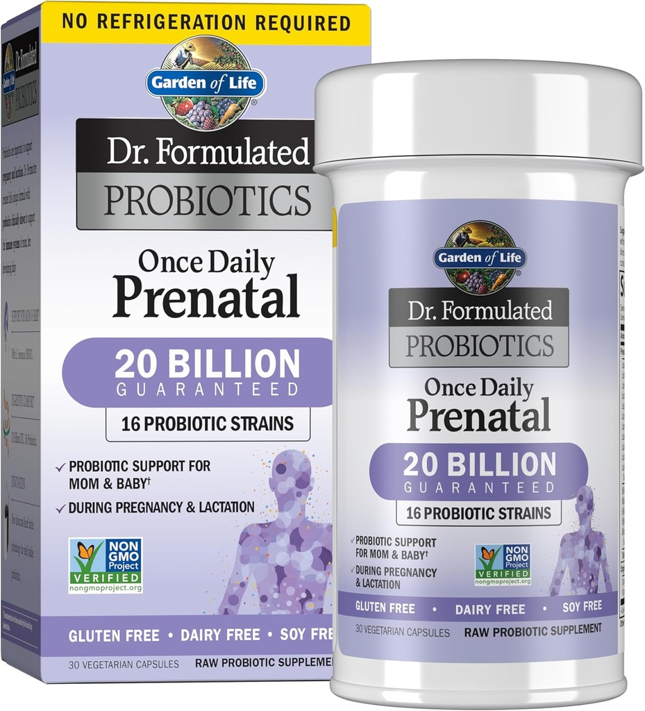 Κήπος Ζωής Dr. Formulated Probiotics Once Daily Prenatal - Acidophilus και Bifidobacteria Probiotic Υποστήριξη για τη μαμά και το μωρό – Ράφι Stable - Γλουτένη, γαλακτοκομικά, και χωρίς σόγια - 30 κάψουλες χορτοφάγων