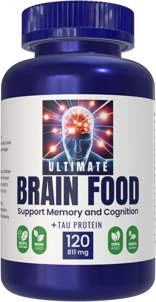 Ultimate Brain Food, συμπλήρωμα εγκεφάλου για τη μνήμη και τη γνώση, συμπλήρωμα εστίασης, 120 κάψουλες