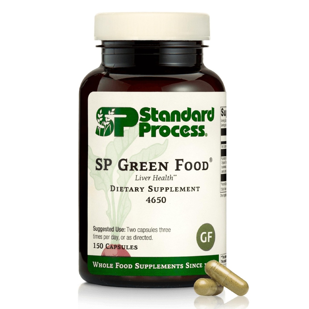 Τυποποιημένη διαδικασία SP Green Food - Ολόκληρα τρόφιμα Μεταβολισμός, χοληστερόλη, τοξίνη, και υποστήριξη του ήπατος με Alfalfa, Buckwheat, Barley, Brussels Spruts, και Kale - χορτοφάγους, χωρίς γλουτένη - 150 κάψουλες