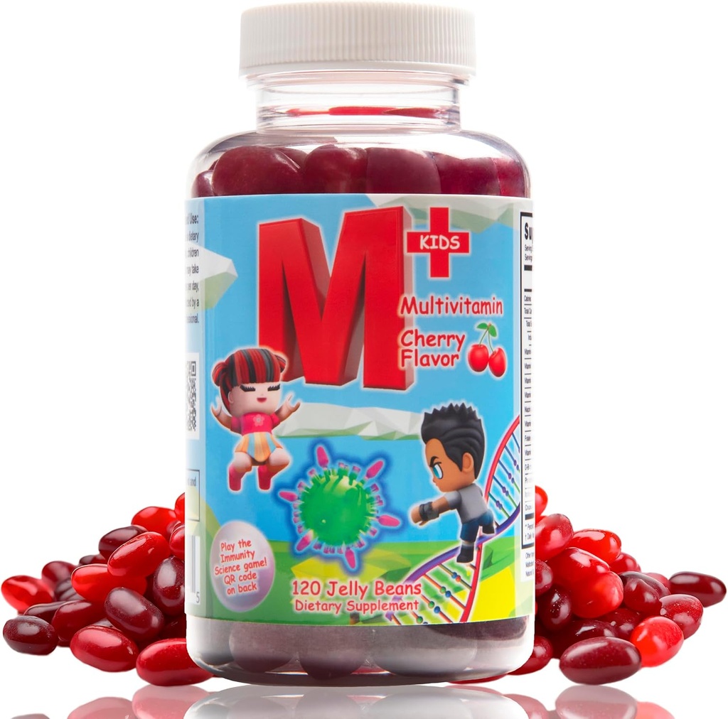 Παιδιά καθημερινά πολυβιταμίνη Jellybeans –– Φυσικό άρωμα κεράσι – μη ΓΤΟ – Χωρίς γλουτένη – Vegan Friendly