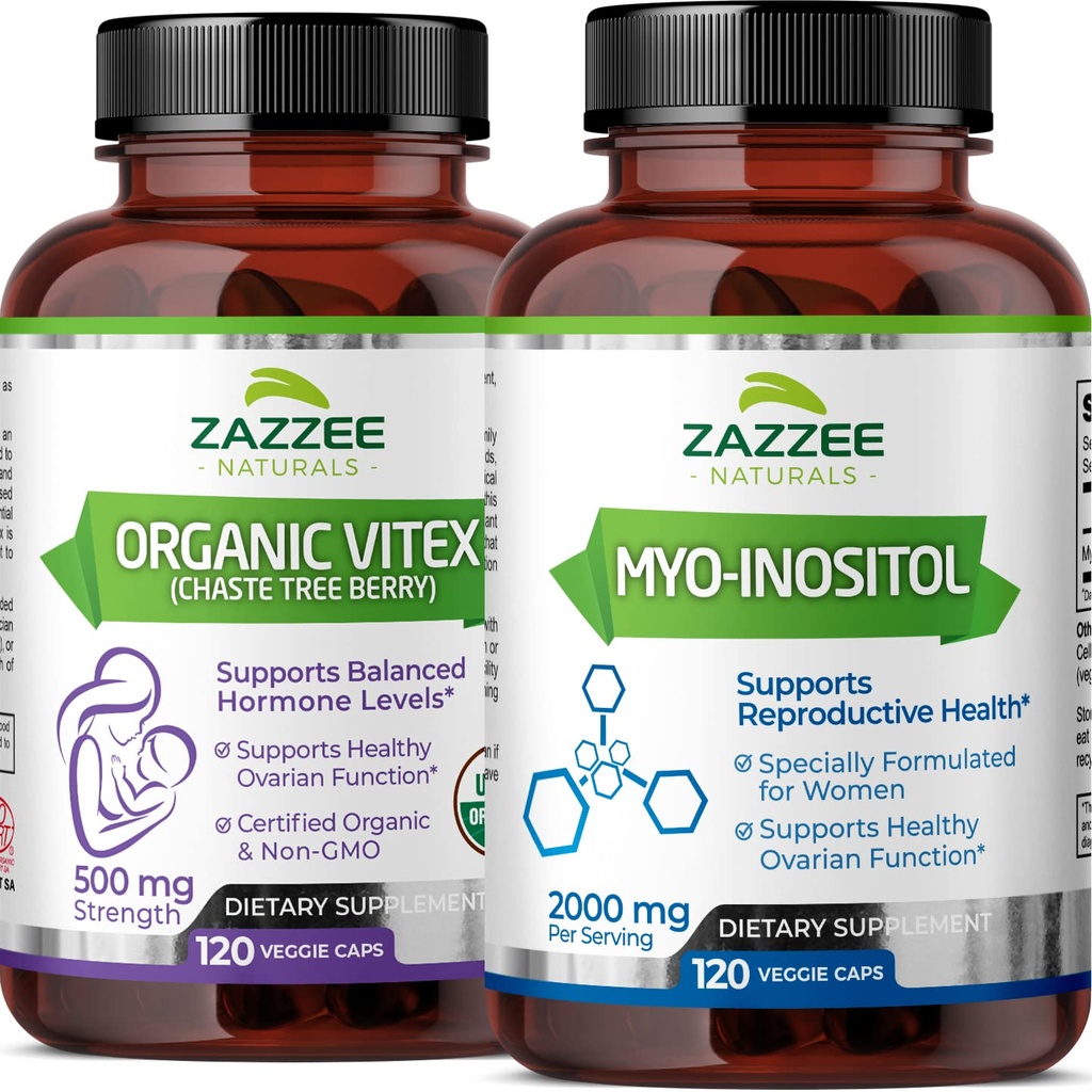 Zazzee Myo-Ινοσιτόλη Κάψουλες και USDA οργανικές κάψουλες Vitex, Vegan, μη ΓΤΟ και όλα-φυσικά