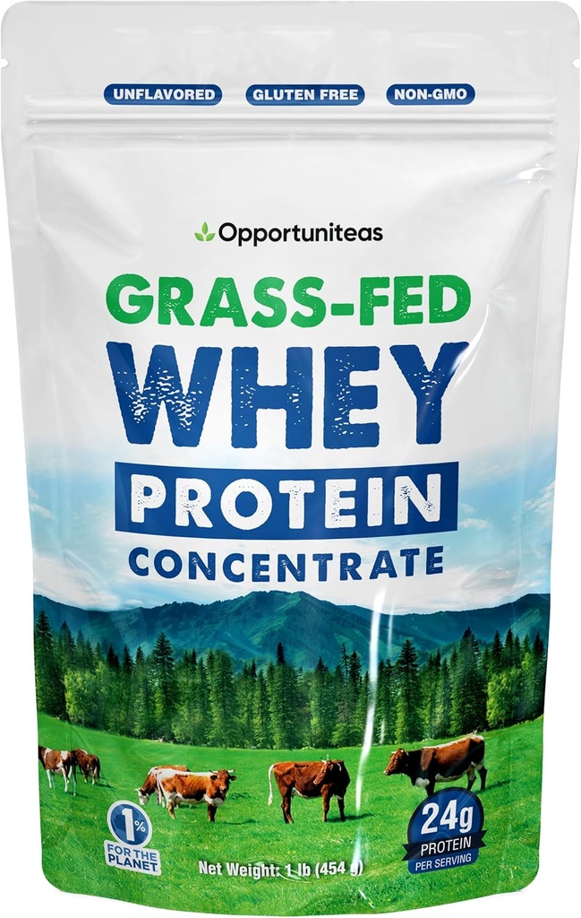 Opportunitas Grass Fed Whey Protein Powder Concentrate - 1 συστατικό - καθαρό συμπλήρωμα πρωτεΐνης για το ποτό, smoothie, Shake, Cooking & Bakeing - μη GMO, ορμονών χωρίς & γλουτένη - 1 λίρα