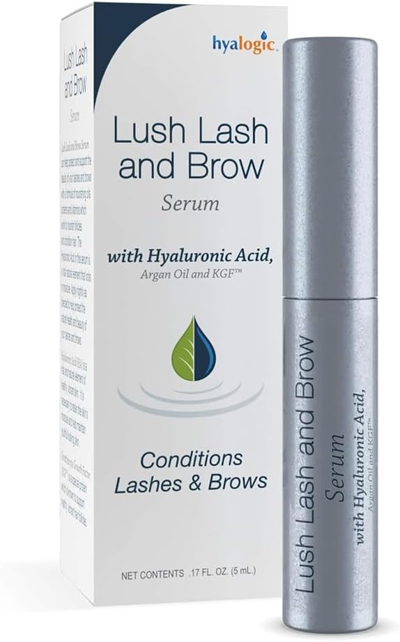 Hyalogic HA Lush Lash and Brow Serum with Hyaluronic Acid, Argan Oil and KGF™ for Lashes & Brows Conditioning - 0.17 Ounce
