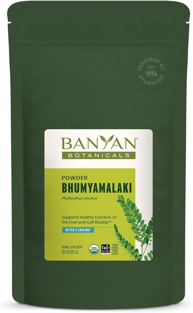 Banyan Botanicals Bhumyamalaki Powder – Βιολογικό συμπλήρωμα ηπατικής υγείας* – Phyllanthus spp. – για φυσική αποτοξίνωση & καθαρισμό του ήπατος* – 1/2 λίρα – Μη ΓΤΟ Βιώσιμα πηγάζει Vegan
