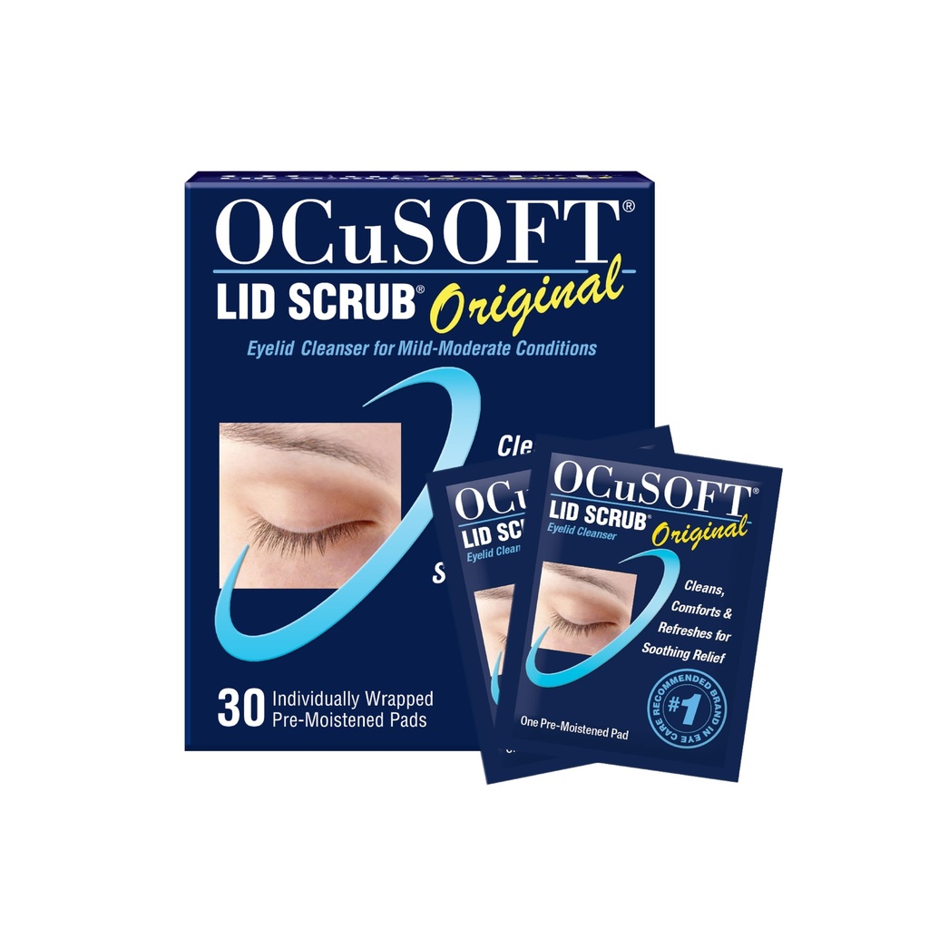 Original Eyelid Cleanser ODUSOFT Lid Scrub - Προ-Moistened Eyelid Wipes for Ήπια σε Μέτριες Συνθήκες - Eyelid Cleanser to Clean, Comfort & Soothe Irrited Eyelids - 30 Count