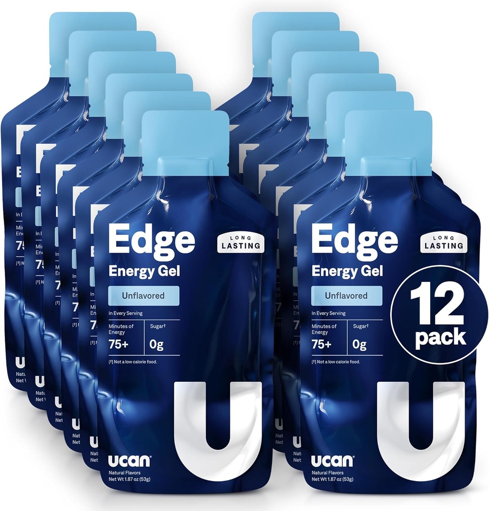 UCAN Edge Ενεργειακά Gel Shots, Unflavored (12, 2 Ουγγιά πακέτα) για τρέξιμο, εκπαίδευση, προπονήσεις, Καταλληλότητα, Ποδηλασία, Crossfit 