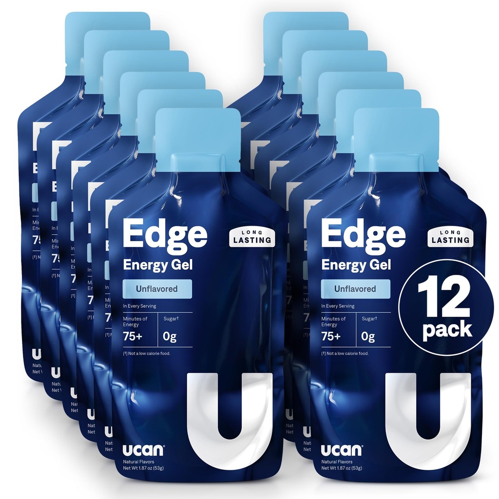 UCAN Edge Ενεργειακά Gel Shots, Unflavored (12, 2 Ουγγιά πακέτα) για τρέξιμο, εκπαίδευση, προπονήσεις, Καταλληλότητα, Ποδηλασία, Crossfit 