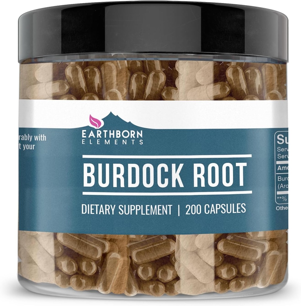 Earthborn στοιχεία Burdock Root 200 κάψουλες, καθαρό & μη αραιωμένο, χωρίς πρόσθετα