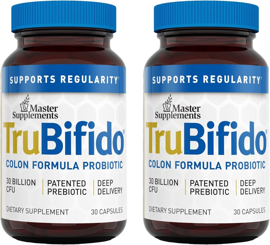 Master Συμπληρώματα TruBifido - 30 κάψουλες, πακέτο των 2 - Ισχυρό προβιοτικό για την υγεία του παχέος εντέρου & ενέργεια - ανοσοενισχυτής, υποστηρίζει την κανονικότητα - χωρίς γλουτένη - 60 Σύνολο εξυπηρετήσεων