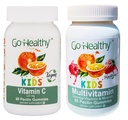Go Healthy Multivitamin Gummies (1 μπουκάλι) και βιταμίνη C Gummies (1 μπουκάλι) για τα παιδιά, Toddlers, χορτοφάγους, Kosher & Hanal, χωρίς γλουτένη, χωρίς γλουτένη