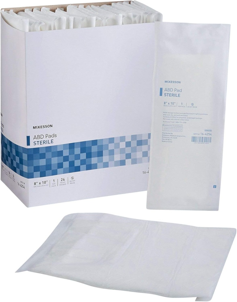 McKesson Sterile ABD Pads 8 x 10 in [48 Count] – Κοιλιακές Πακέτα για Φροντίδα Τραυμάτων, Μη Stick Gauze Dressing, Χειρουργική Απορροφητική Pad for Drainage and Post-Op Χρήση