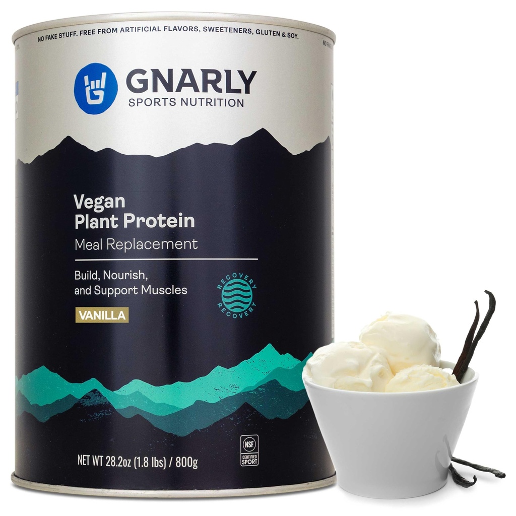 Gnarly Διατροφή Πρωτεΐνη φυτού Vegan – Βανίλια Vegan Protein Powder, NSF Sport Certified – Αντικατάσταση γεύματος, Daily Nutritional Boost – Λακτόζη Δωρεάν σκόνη – Βανίλια, 28,2 oz