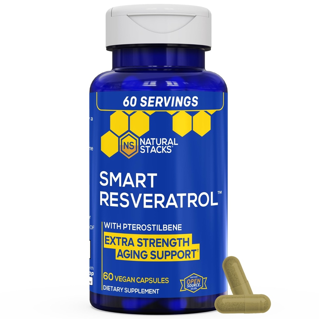 Resveratrol Supplement - 250mg Trans-Resveratrol & 10mg Trans-Pterostilbene - Antioxidants Supplement with 200mg Red Wine Extract - Extra Strength Aging Support - 60 Japanese Knotweed Capsules