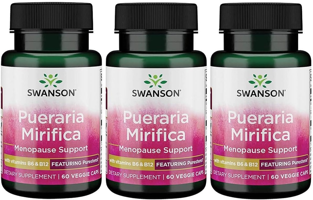 Swanson Pueraria Mirifica με B6 '&' B12 - Διαθέτει Puresterol 60 Veg Caps 3 Pack