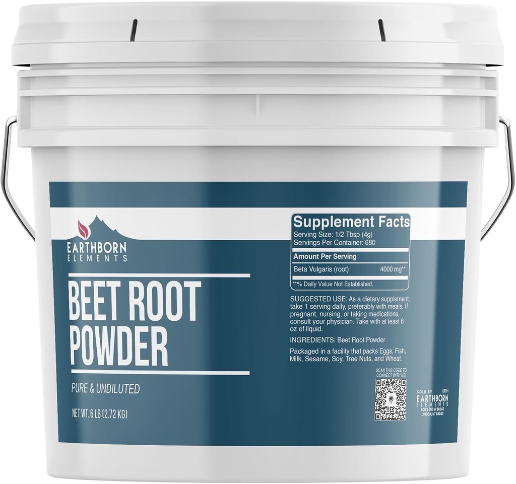Earthborn Στοιχεία Σκόνη ρίζας τεύτλων 1 Gallon Bucket, καθαρό & μη αραιωμένο, Smoothies & Shakes