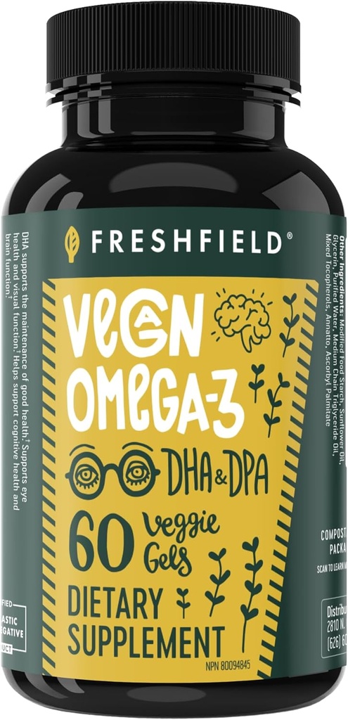Vegan Omega 3 DHA: Algae Oil, Most Reviewed, Carrageenan Free, Sustainable, Tested, No Heavy Metals, Fish Oil Alt, Plant Based Omega. Supports Heart, Brain, Joint Health w/DPA