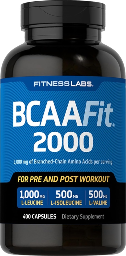 Fitness Labs BCAAFit 2000 - Διακλαδισμένη Αλυσίδα Αμινοξέα για την ανάπτυξη των μυών και την αποκατάσταση * (400 κάψουλες)