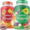 Superfood Fruit and Veggie Supplement - 360 Whole Super Fruit and Vegetable Supplements & Vitamin with Olive Leaf, Soy Free- 180 Count (Pack of 2)